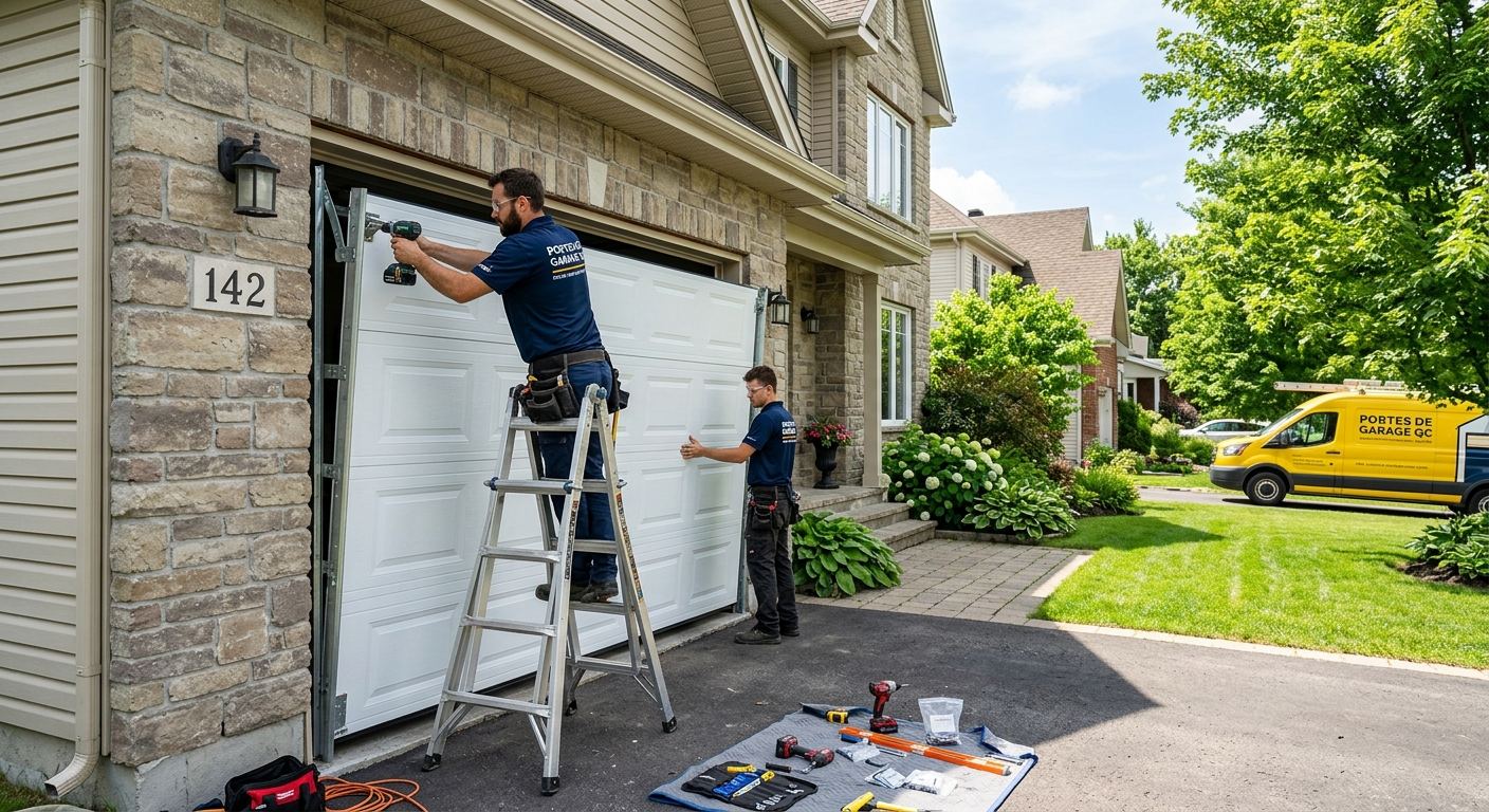 Nouvelle porte de garage en acier isolé posée à Aumond