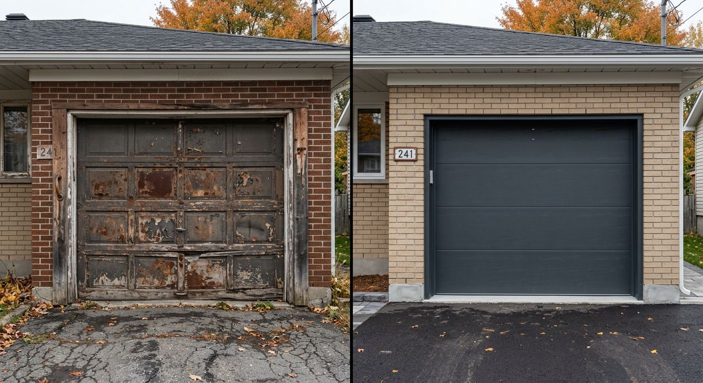 Installation de porte de garage résidentielle à Saint-Sévère, Québec