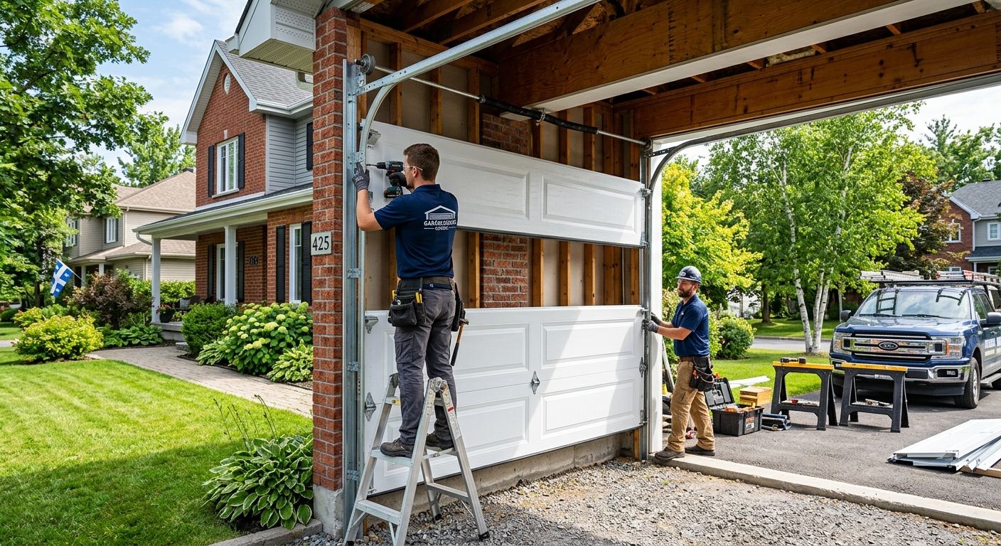 Entrepreneur certifié RBQ installant une porte de garage à Saint-Étienne-des-Grès