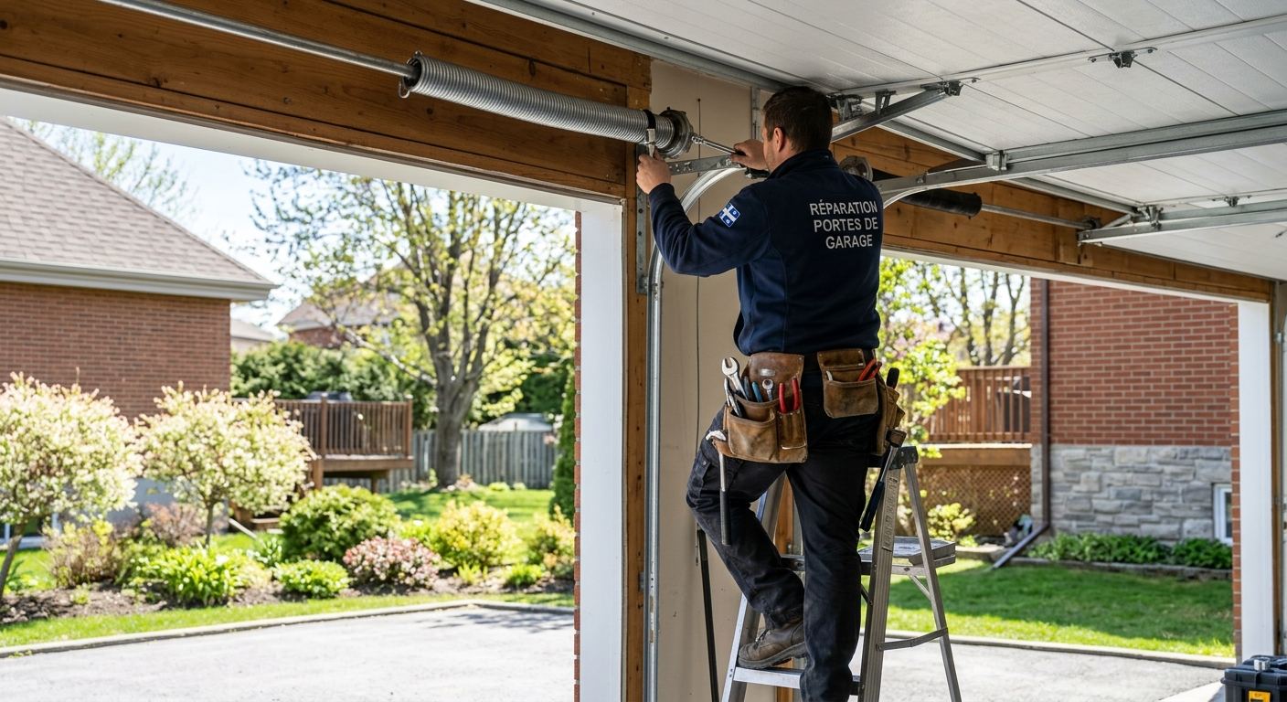 Maison avec nouvelle porte de garage imitation bois à Dosquet
