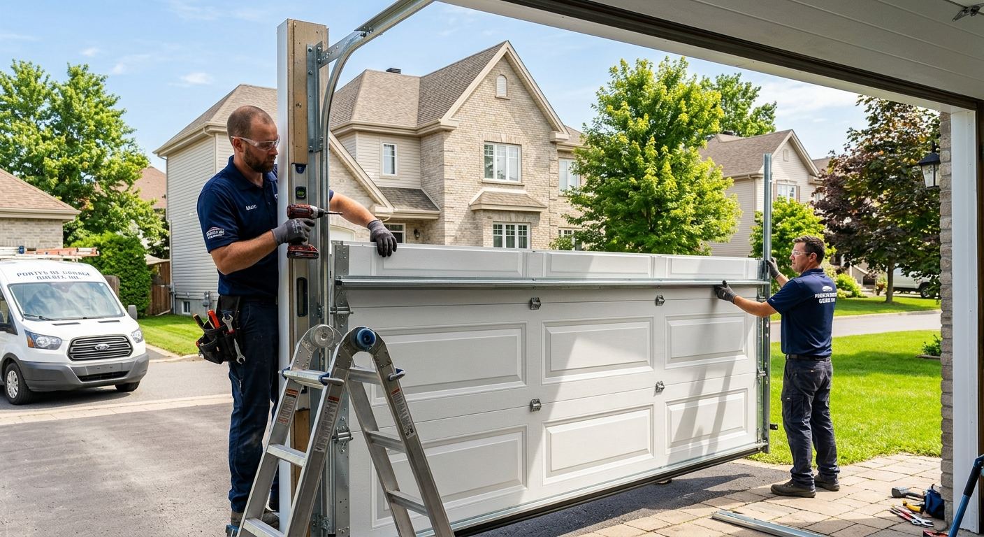 Nouvelle porte de garage en acier isolé posée à La Corne
