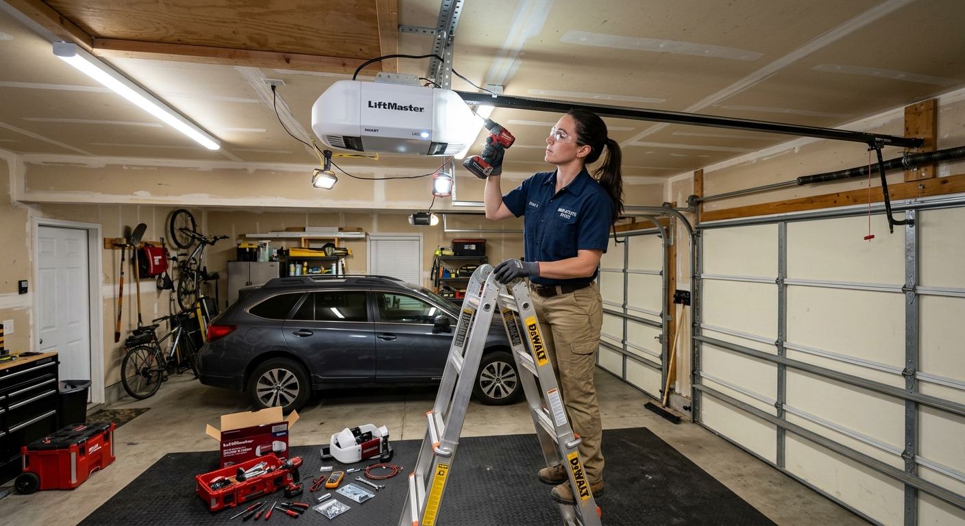 Entrepreneur certifié RBQ installant une porte de garage à Saint-Pascal