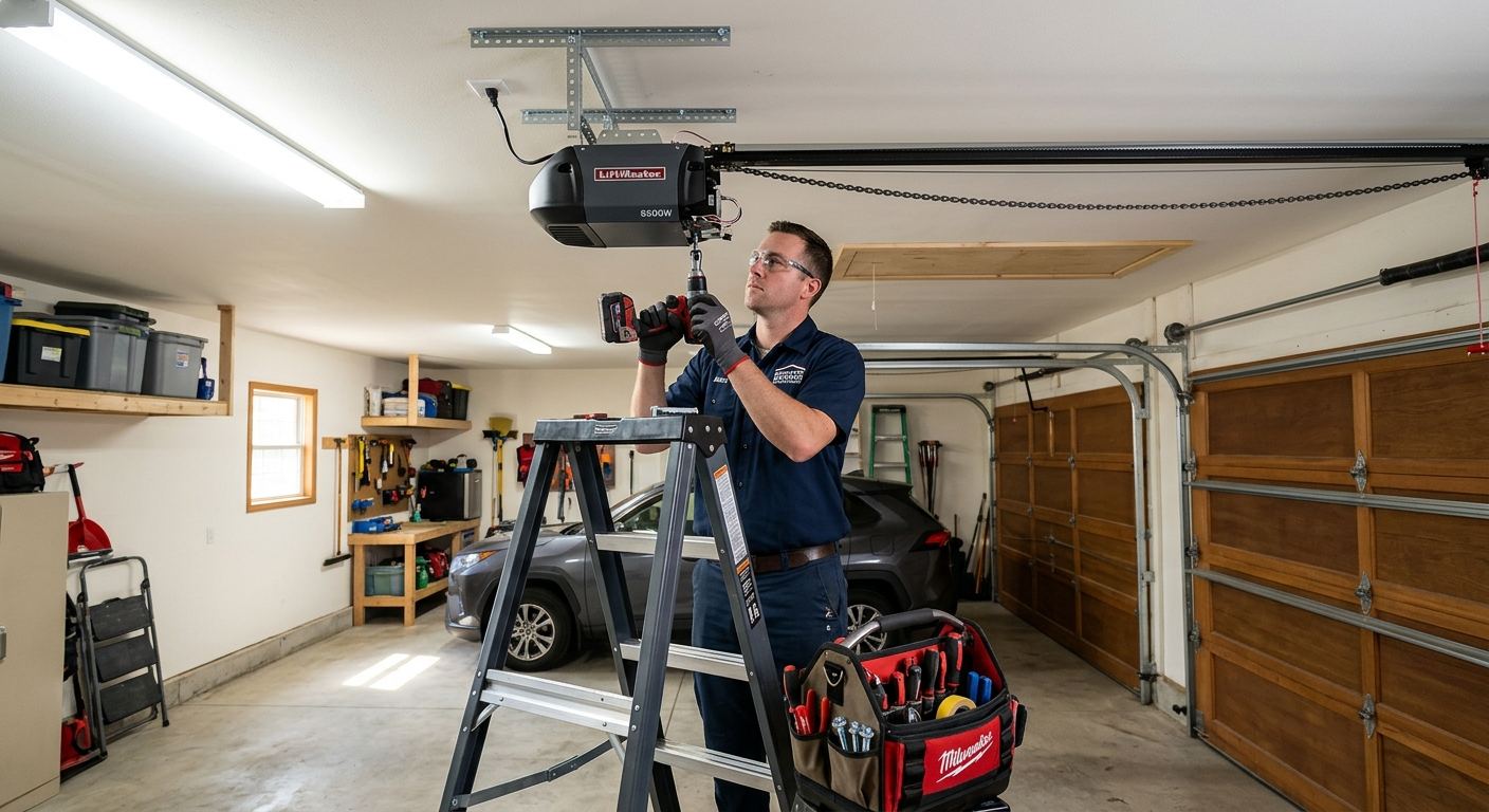 Entrepreneur certifié RBQ installant une porte de garage à Maskinongé