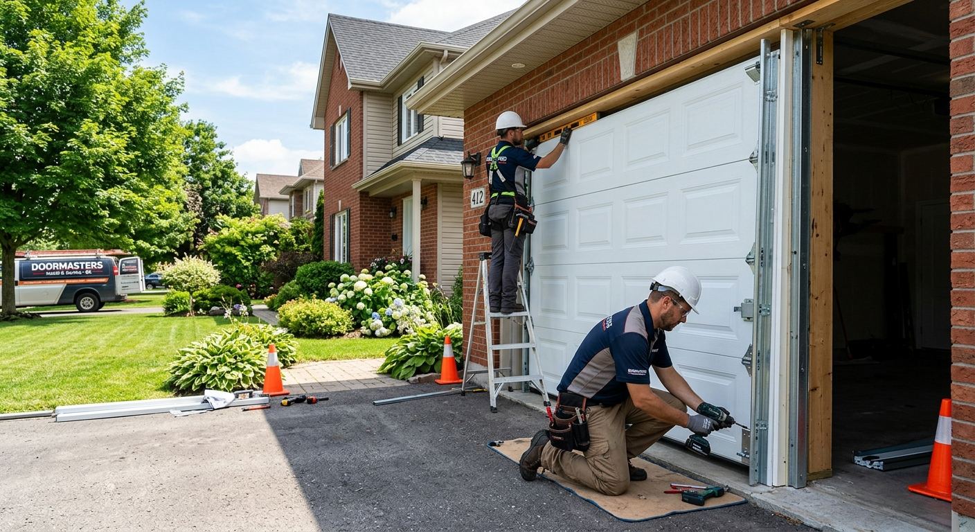Installation de porte de garage résidentielle à Mercier, Québec