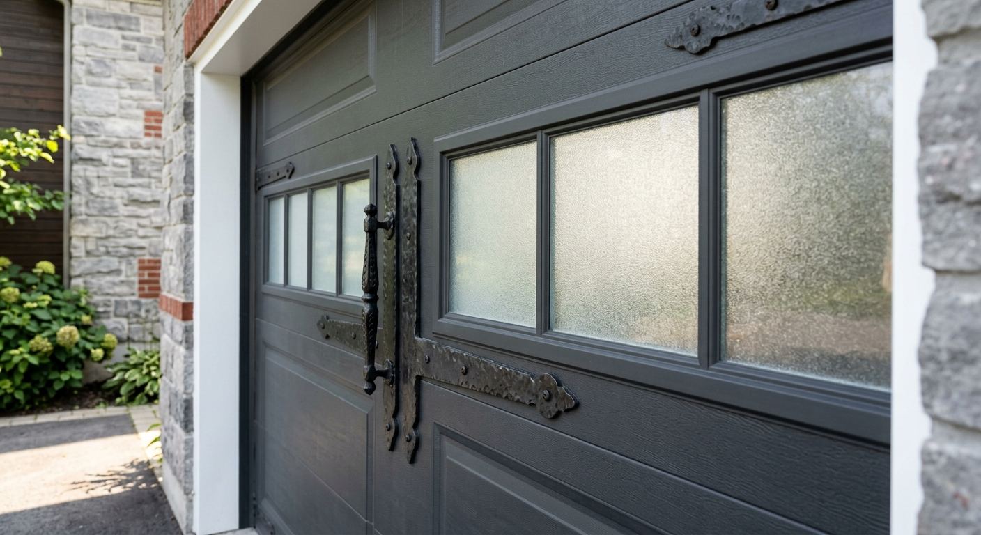 Maison avec nouvelle porte de garage imitation bois à Danville
