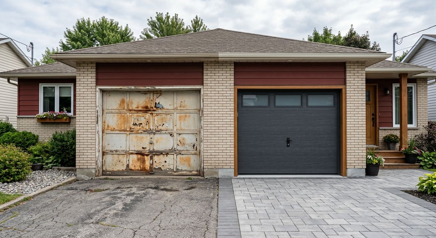 Nouvelle porte de garage en acier isolé posée à Saint-Luc-de-Vincennes