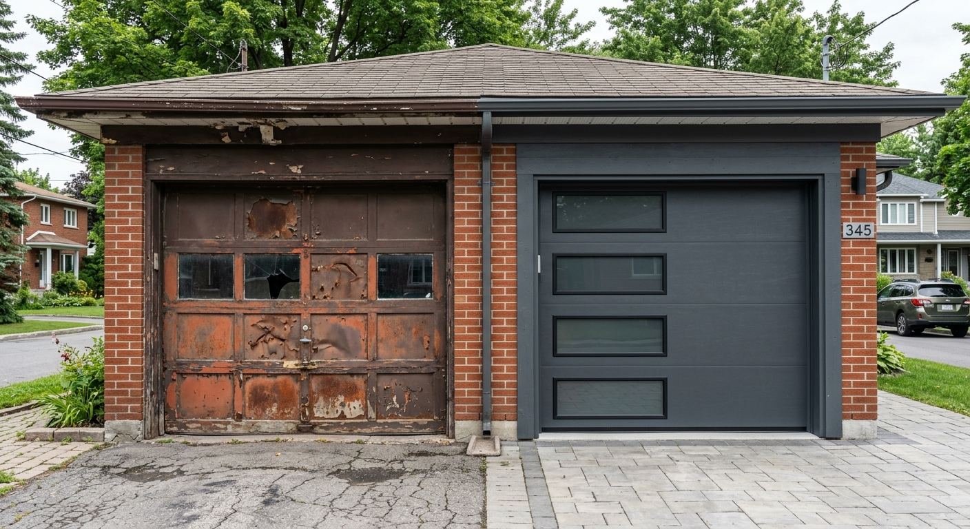 Entrepreneur certifié RBQ installant une porte de garage à Sainte-Ursule